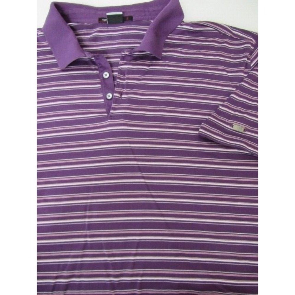 Tiger Woods Collection Dri-Fit Cotton Purple Striple Polo Logo Golf Shirt‎ 2XL